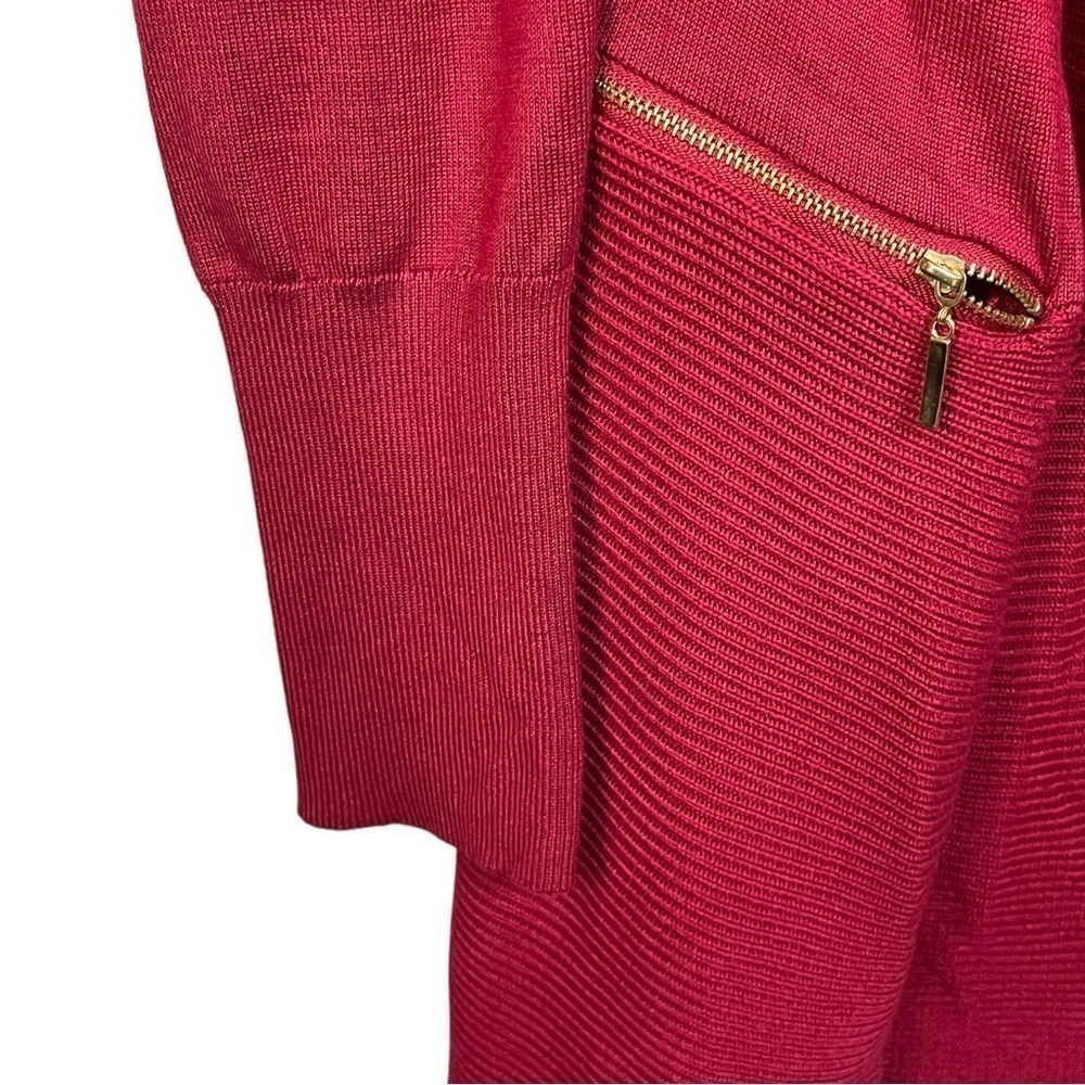 Magaschoni Red Ribbed Cardigan Open Front Medium - Picture 5 of 6